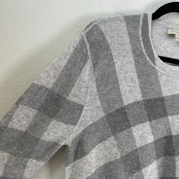 Burberry Brit Mens Large Gray Checkered 100% Cashmere Sweater Slim Fit Knit Top - Picture 8 of 8